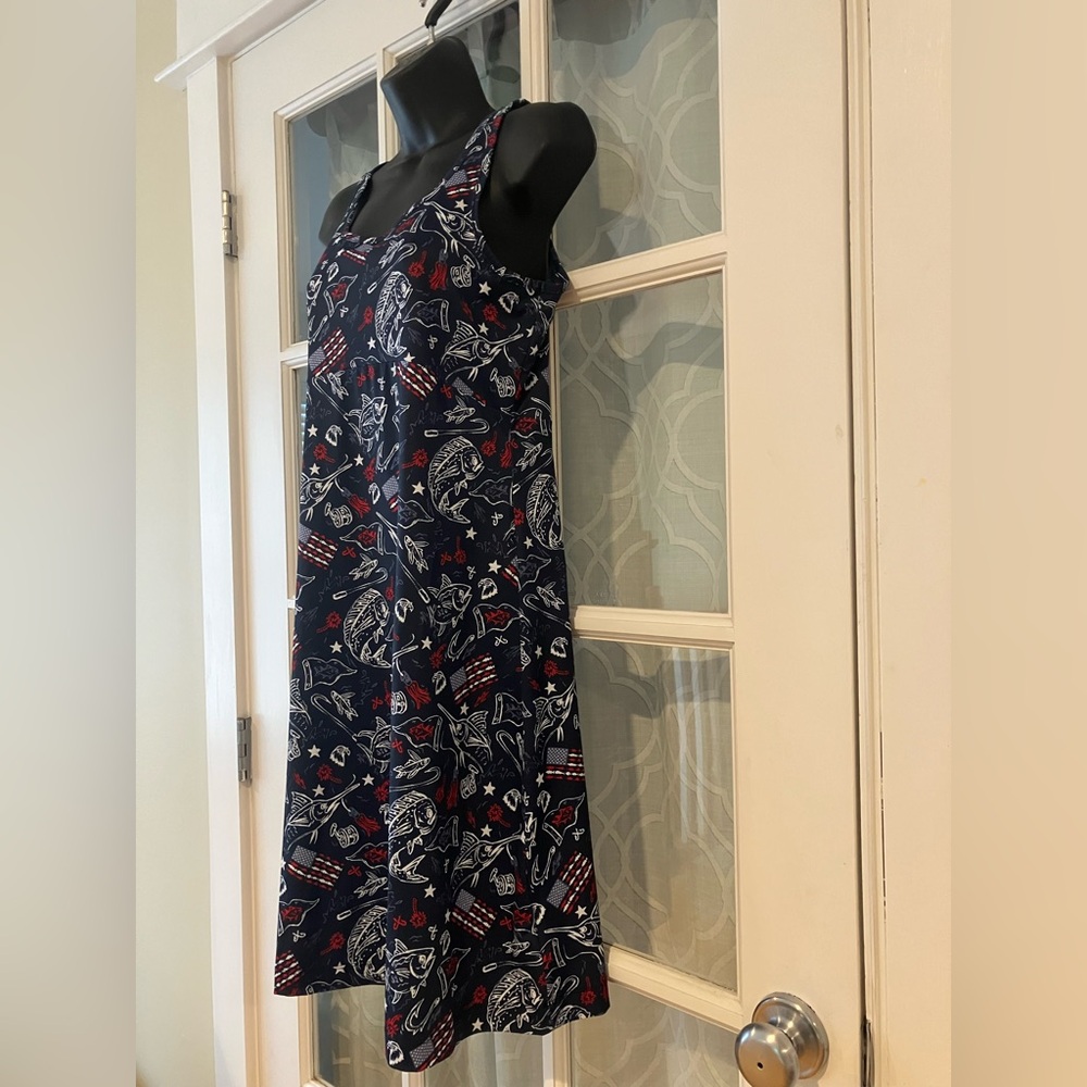 Columbia PFG Red, White & Navy Blue Patterned Women's Dress
